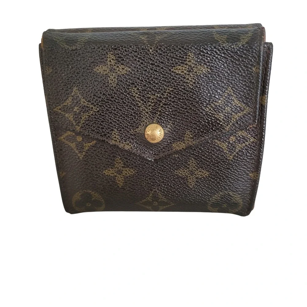 Louis Vuitton Monogram Canvas Elise Trifold Wallet Brown Compact Wallet